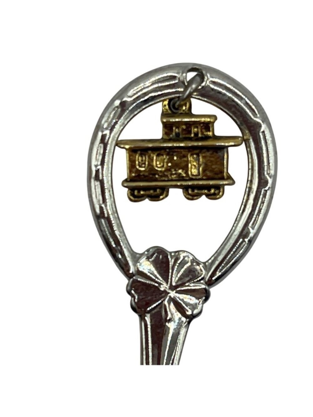 Amish Country Souvenir Spoon With Gold Train Charm & Clover Detail Collectible